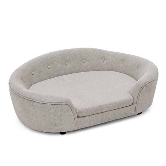 42.75" Oval Semi-Enclosed Elevated Dog Sofa Bed with 32"Lx23.5"W Inner Seat - Modern Pet Lounge for Large and Medium Dogs, Beige