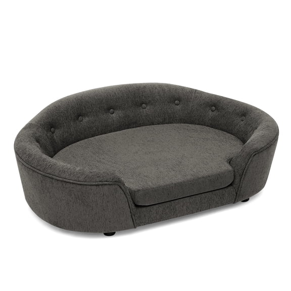 42.75" Oval Semi-Enclosed Elevated Dog Sofa Bed with 32"Lx23.5"W Inner Seat - Modern Pet Lounge for Large and Medium Dogs, Gray