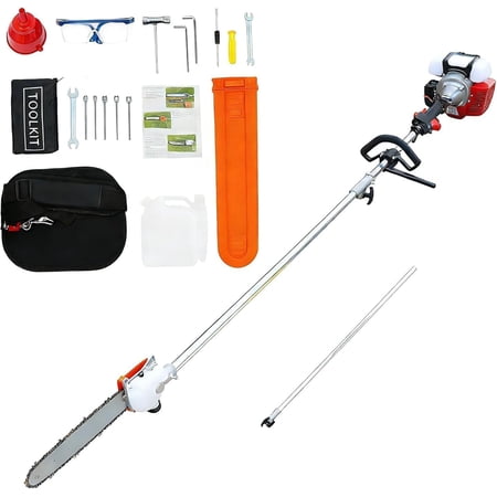 42.7CC Gas Pole Saw Tree Trimmer, 16-FT Height Reachable | 2-Cycle Pole Chainsaw & Extendable Pole Trimmer, 16FT Height Reach, 11 Inch Cutting Bar for Yard Tree Maintenance