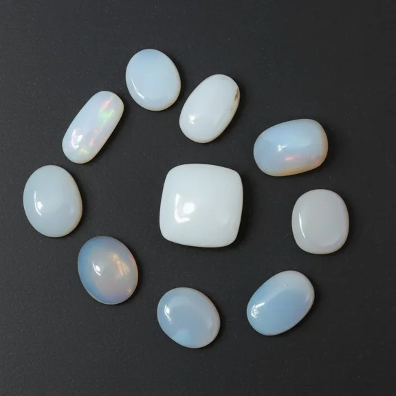 42.80 Cts Natural Australian Opal Ring Size Fair & Good Quality Gemstones 10 Pcs Lot - 12 to 16 mm