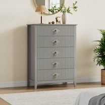 42.9" Tall Fluted Dresser for Bedroom, 5-Drawer Wood Dresser for Bedroom, Modern Chest of Drawers, Storage Organizer Cabinet for Living Room, Hallway, Entryway, Easy Assembly