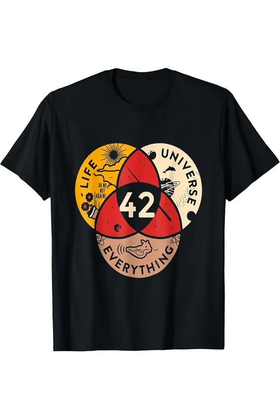 42 Answer To Life Universe Science Vintage Graphic T-Shirt Z11380, for Men & Women, up to Size 5XL