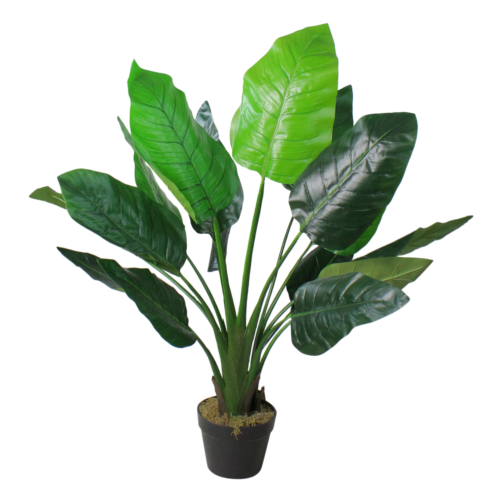 42" Artificial Green Bird of Paradise Plant with Black Pot