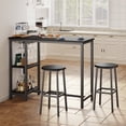 thumbnail image 1 of Aiho 3-Piece Bar Table Set with 3 Storage Shelves for Dining Room, Black, 1 of 9