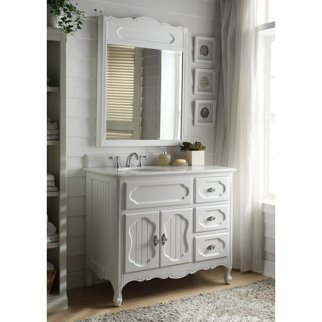42" Benton Collection Knoxville Victorian Shabby Chic White Bathroom