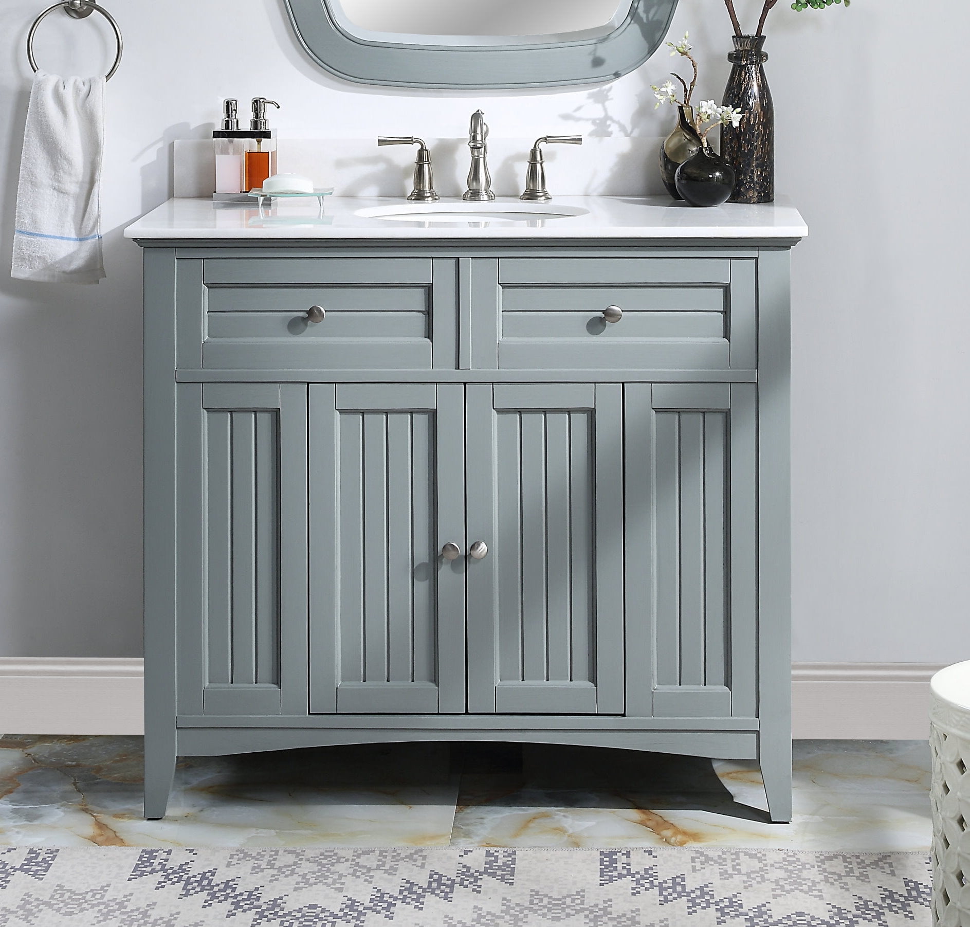 42" Benton Collection Thomasville Cottage Style Gray Bathroom