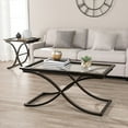 thumbnail image 1 of 42" Black Glass And Metal Rectangular Coffee Table, 1 of 9