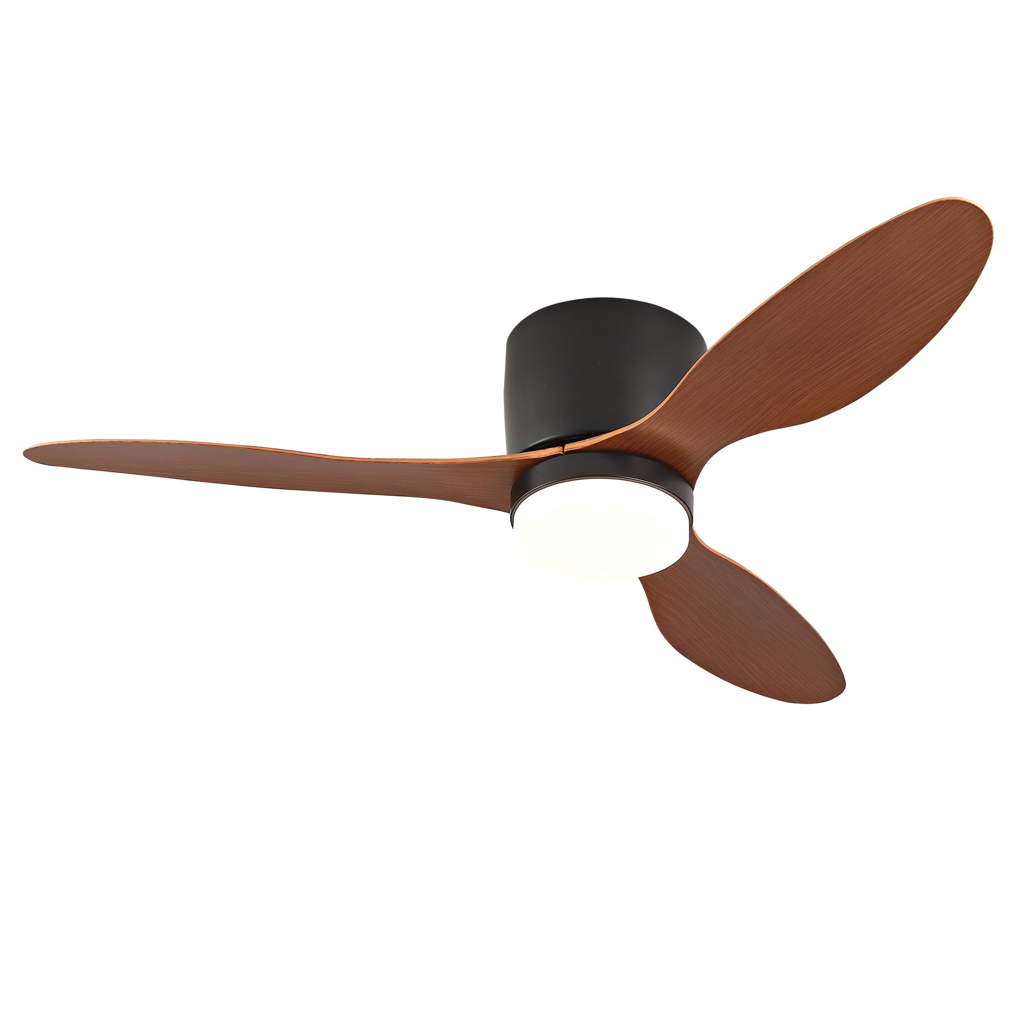 42" Black Small Low Profile Ceiling Fan with Light & Remote, 6-Speed DC, Indoor Outdoor