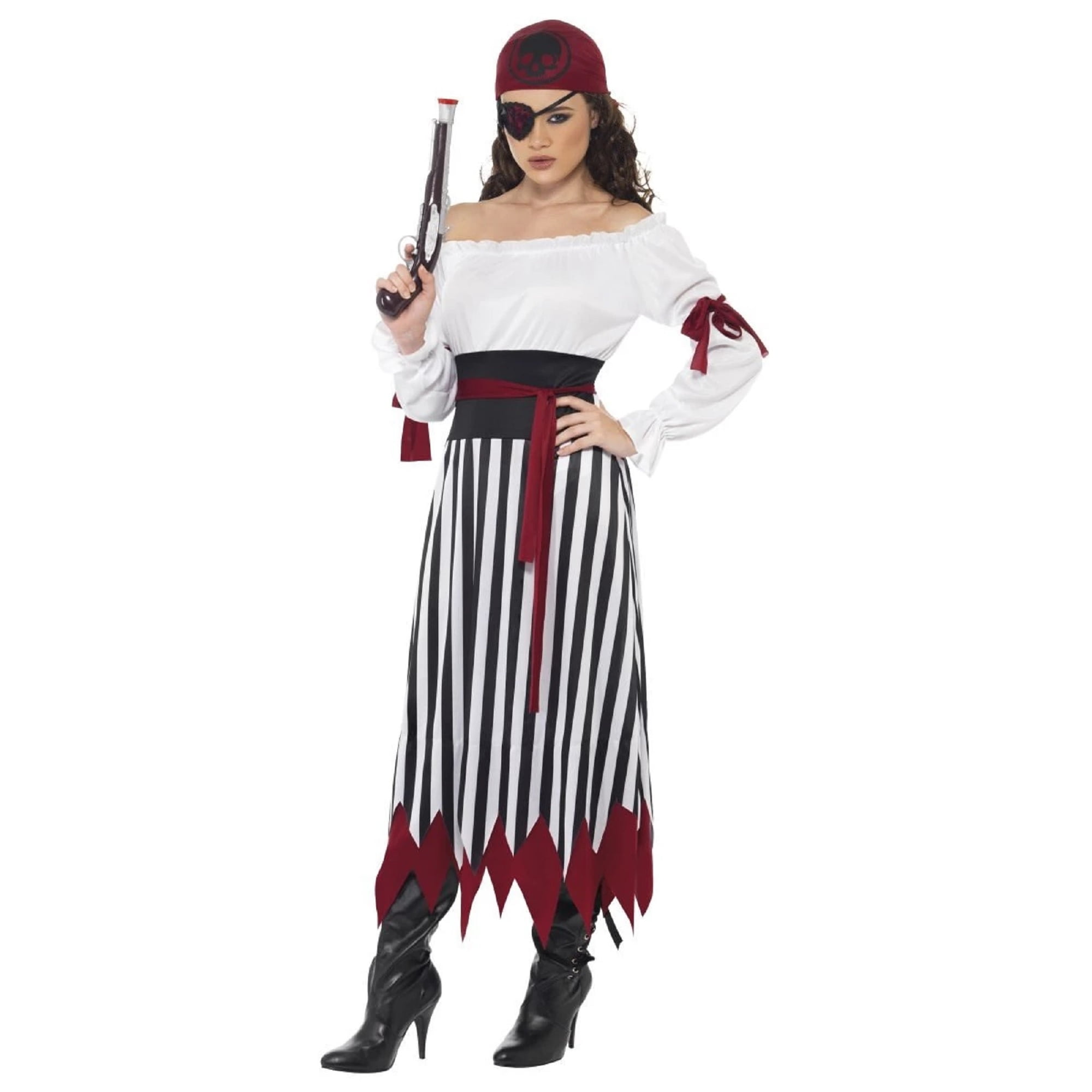 42" Black and White Pirate Women Adult Halloween Costume Large