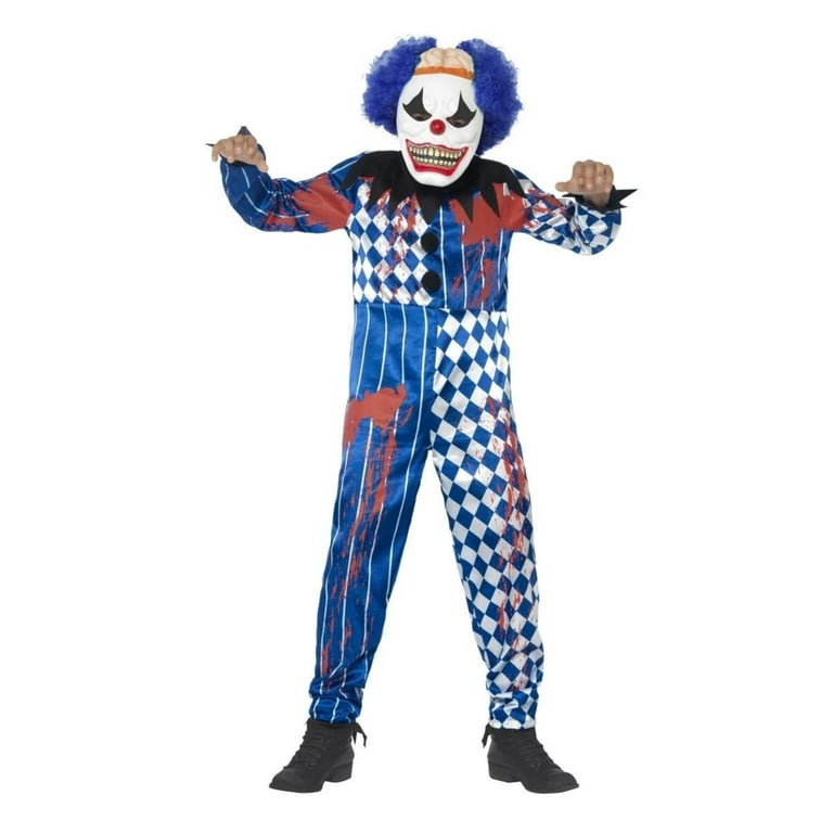 Deluxe Sinister Clown Costume Kids White Blue Deluxe Sinister Clown Costume Kids White Blue