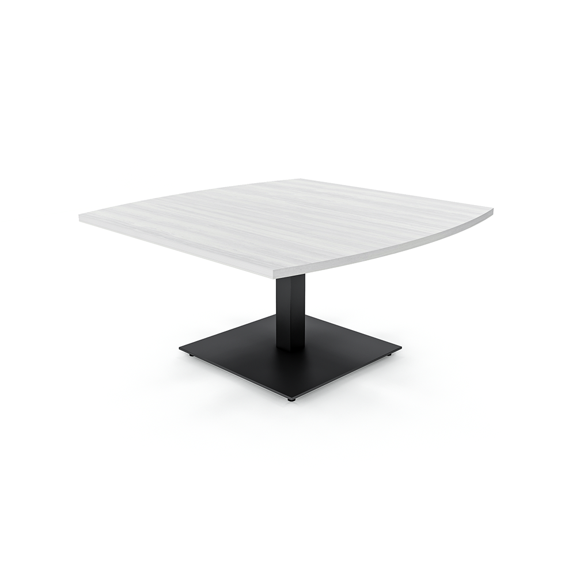 42" Boat Shaped Coffee Table With Square Metal Base Reception Table