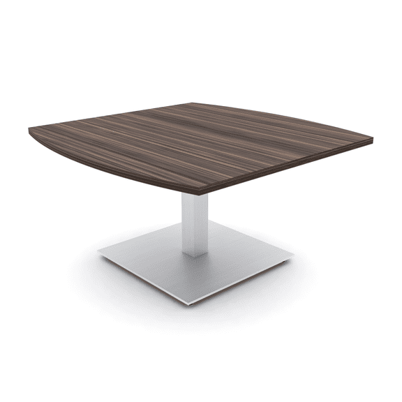 42" Boat Shaped Coffee Table With Square Metal Base Reception Table