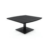 42" Boat Shaped Coffee Table With Square Metal Base Reception Table