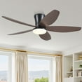 thumbnail image 1 of 42-Inch Brown Low Profile Ceiling Fan with LED Dimmable Light, Flush Mount, Remote/App Control, 1 of 20