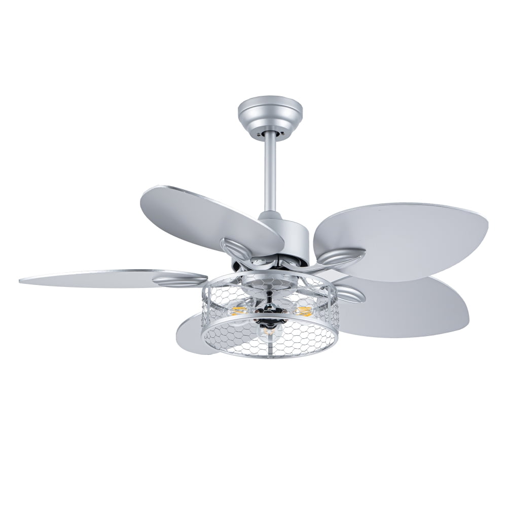 42" Ceiling Fan, Indoor  Ceiling Fan With Light with Remote Control, Noiseless Reversible Motor, 6 Speed ,3 for Patio Living Room, Bedroom, Office,Indoor--Sliver