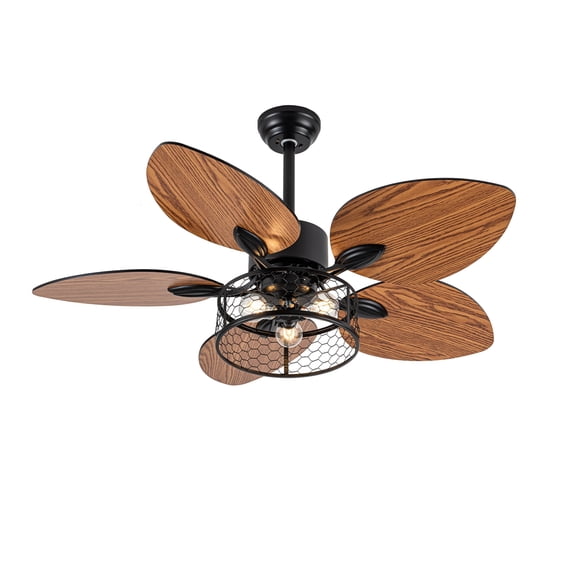 Sofucor 42" Ceiling Fan, Indoor Ceiling Fan With Light with Remote Control, Noiseless Reversible Motor, 6 Speed ,3 for Patio Living Room, Bedroom, Office,Indoor