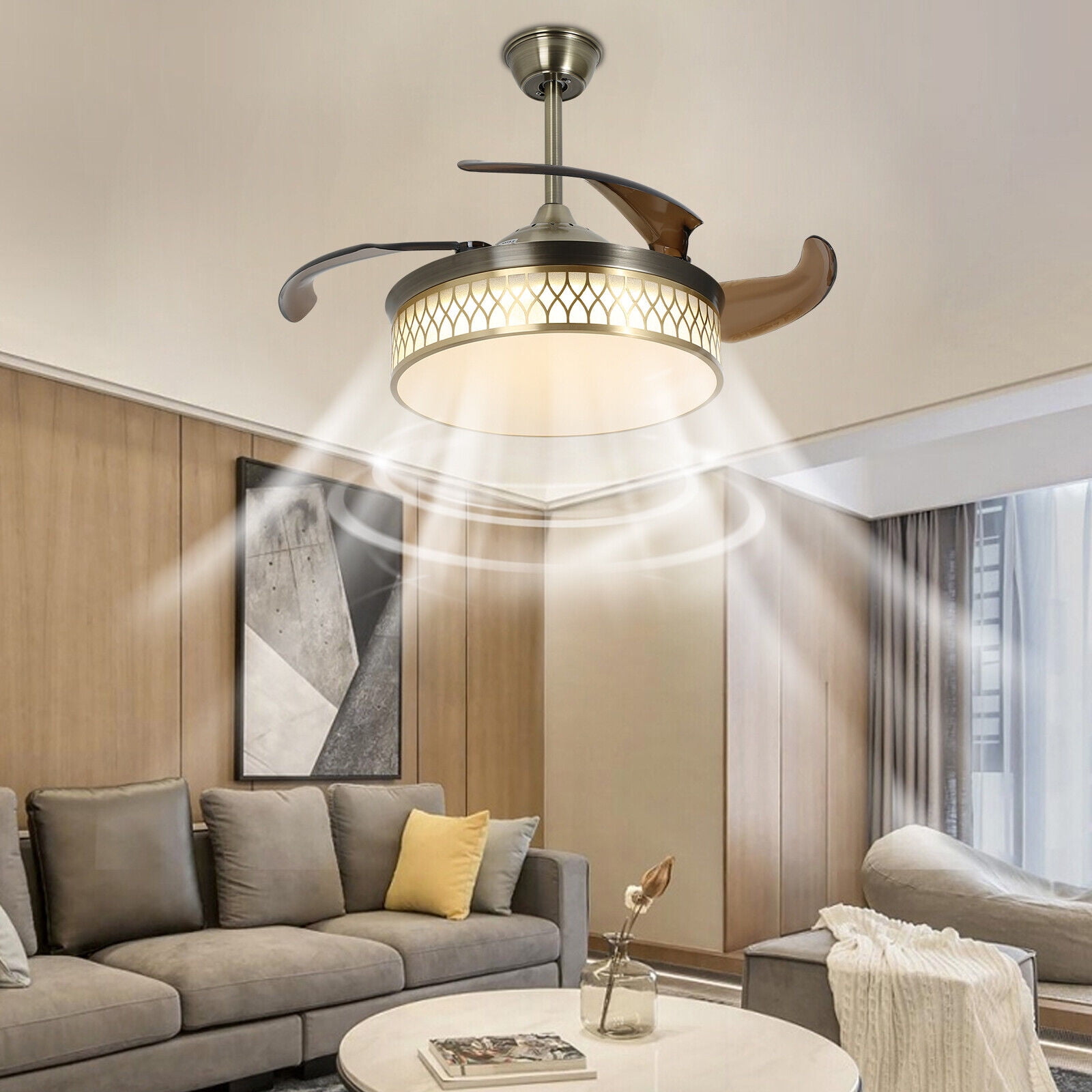 Consciot Ceiling Fan With Lights, 52 Inch Low Profile Ceiling Fan