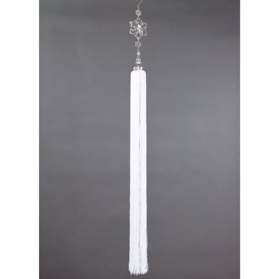 42" Clear and White Snow Drift Exquisite Crystal Snowflakes with Tassel Christmas Ornament