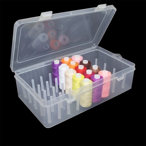 42Compartment Transparent Plastic Sewing Thread Storage Box Spool Storage Case for Small Medium Thread Spools