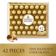 Ferrero Rocher Gourmet Hazelnut Milk Chocolate Gift Box, 42 Individually Wrapped Chocolates, 18.5 oz