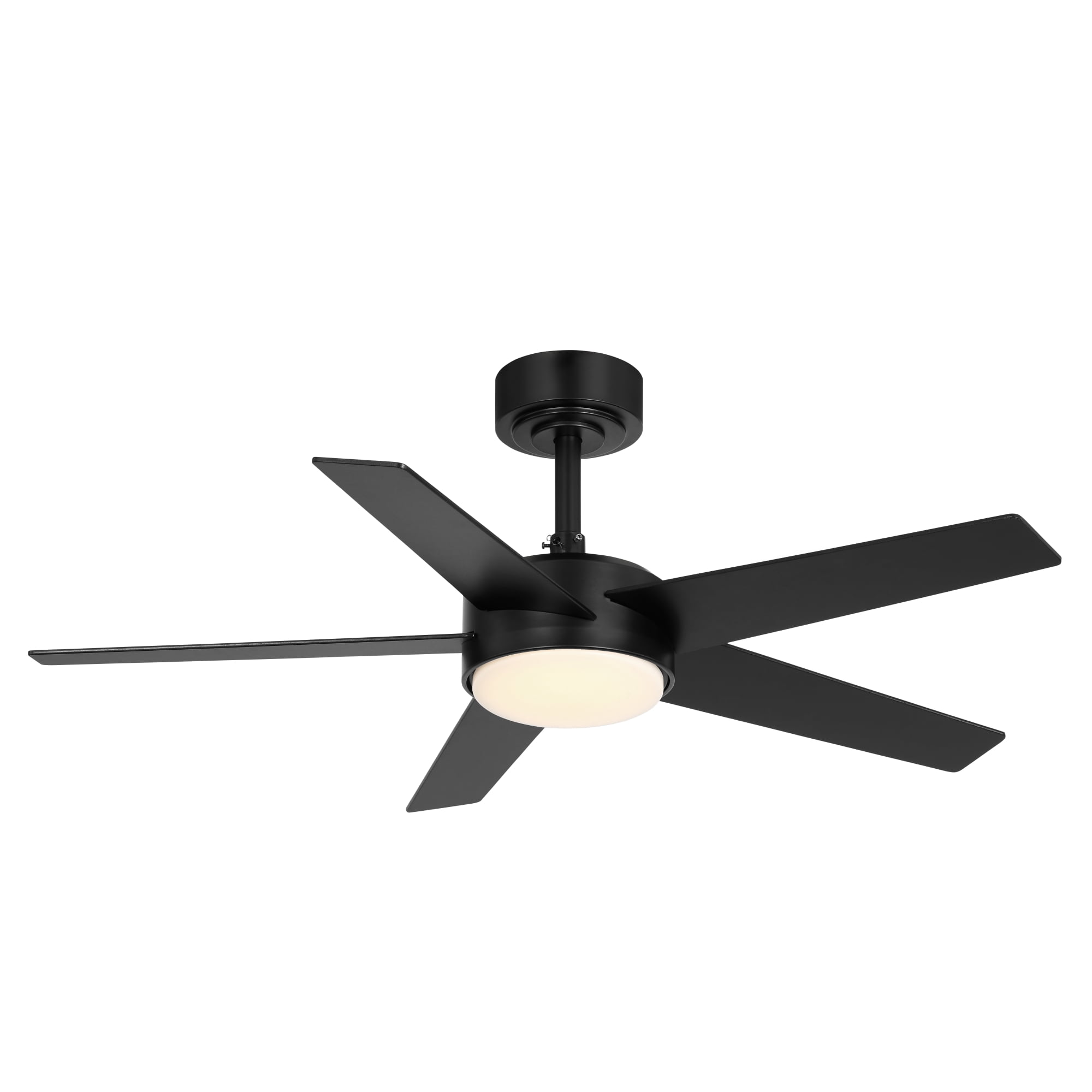 Mainstays 42-Inch Black Downrod DC Ceiling Fan with Integrated LED Light, Remote Control, 6 Speeds, and Fast-Install Blade System