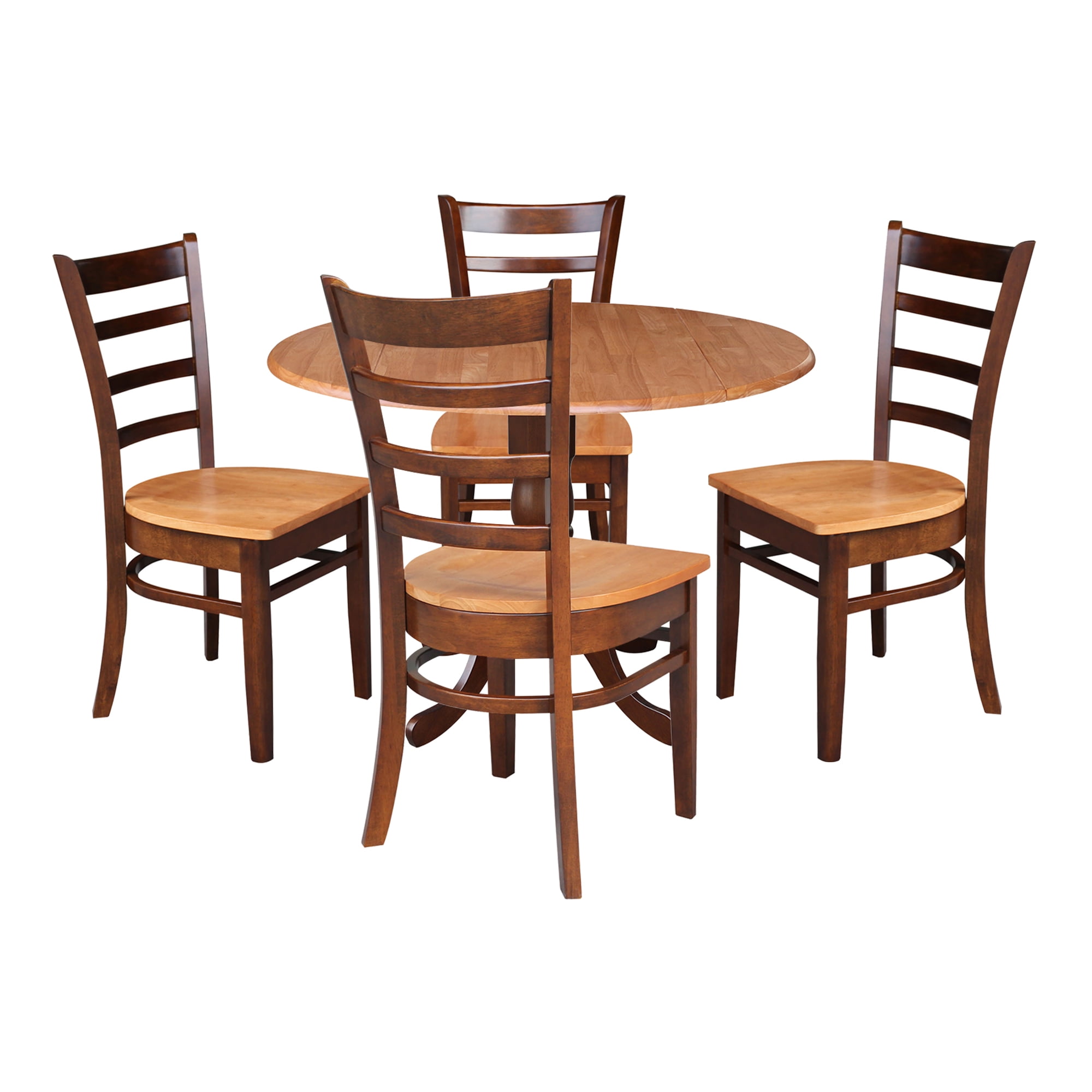 42" Dual Drop Leaf Table and 4 Emily Chairs in Cinnamon/Espresso 3