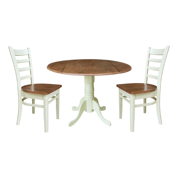 42" Dual Drop Leaf Wood Table With 2 Emily Side Chairs   Multi Color
