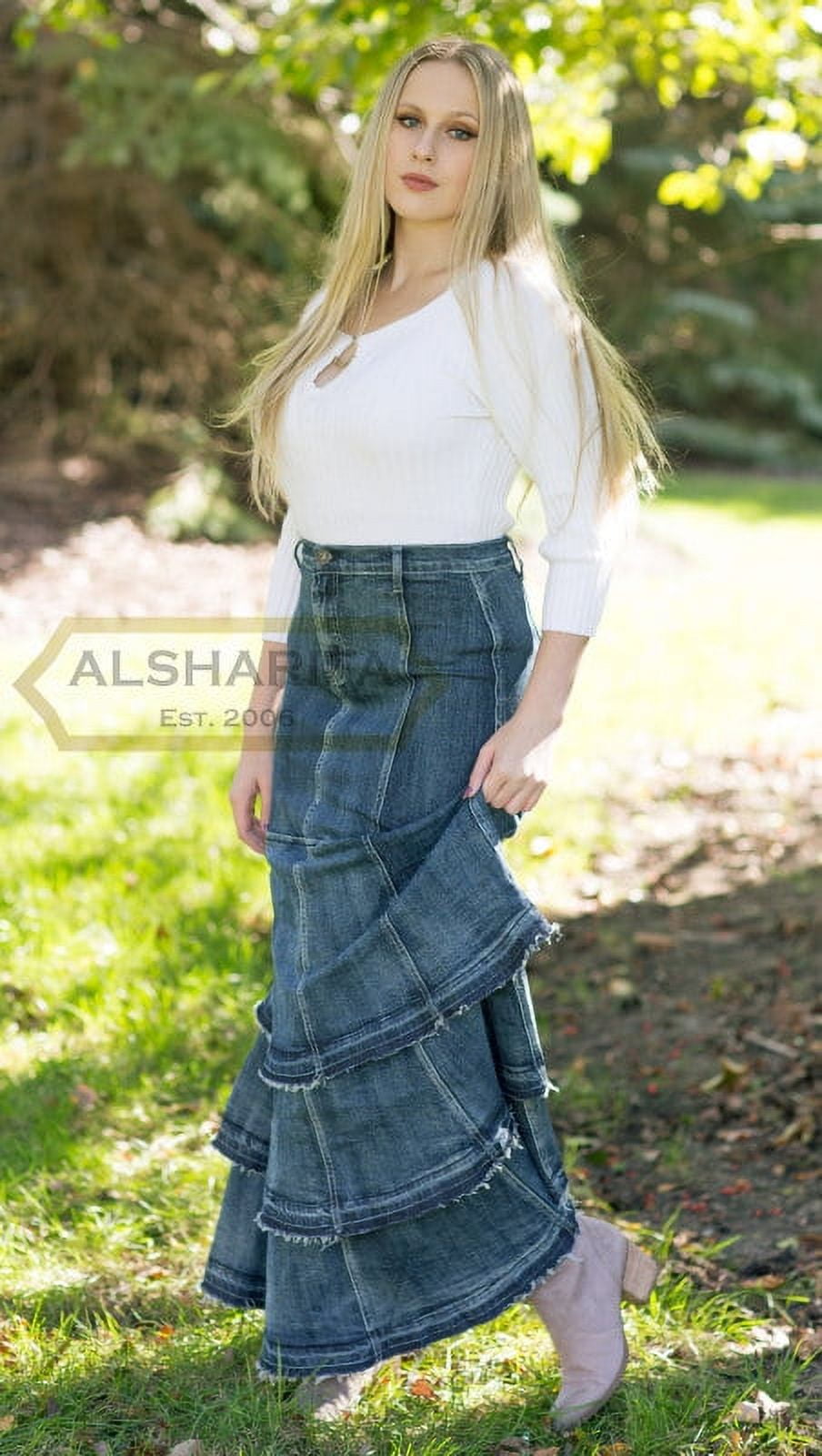 Long denim skirt walmart sale