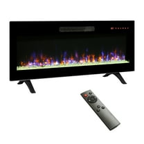 42" Electric Fireplace,16 Adjustable Flames,Freestanding/Wall Mounted/Recessed,1400W Fireplace Insert,Wall Fireplace Electric with Remote Control,Timer,Ultra-Thin Design,Black