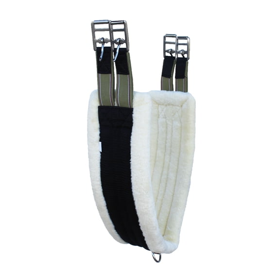 42" English Saddle Fleece Girth Black Nylon Webbed Double-Elastic Ends 97141-42