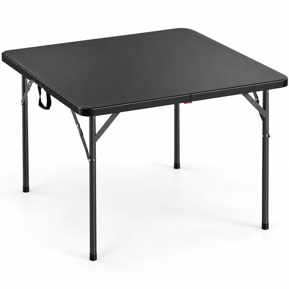 42" Fold in Half Square Table, Portable Plastic Dining Table, Black