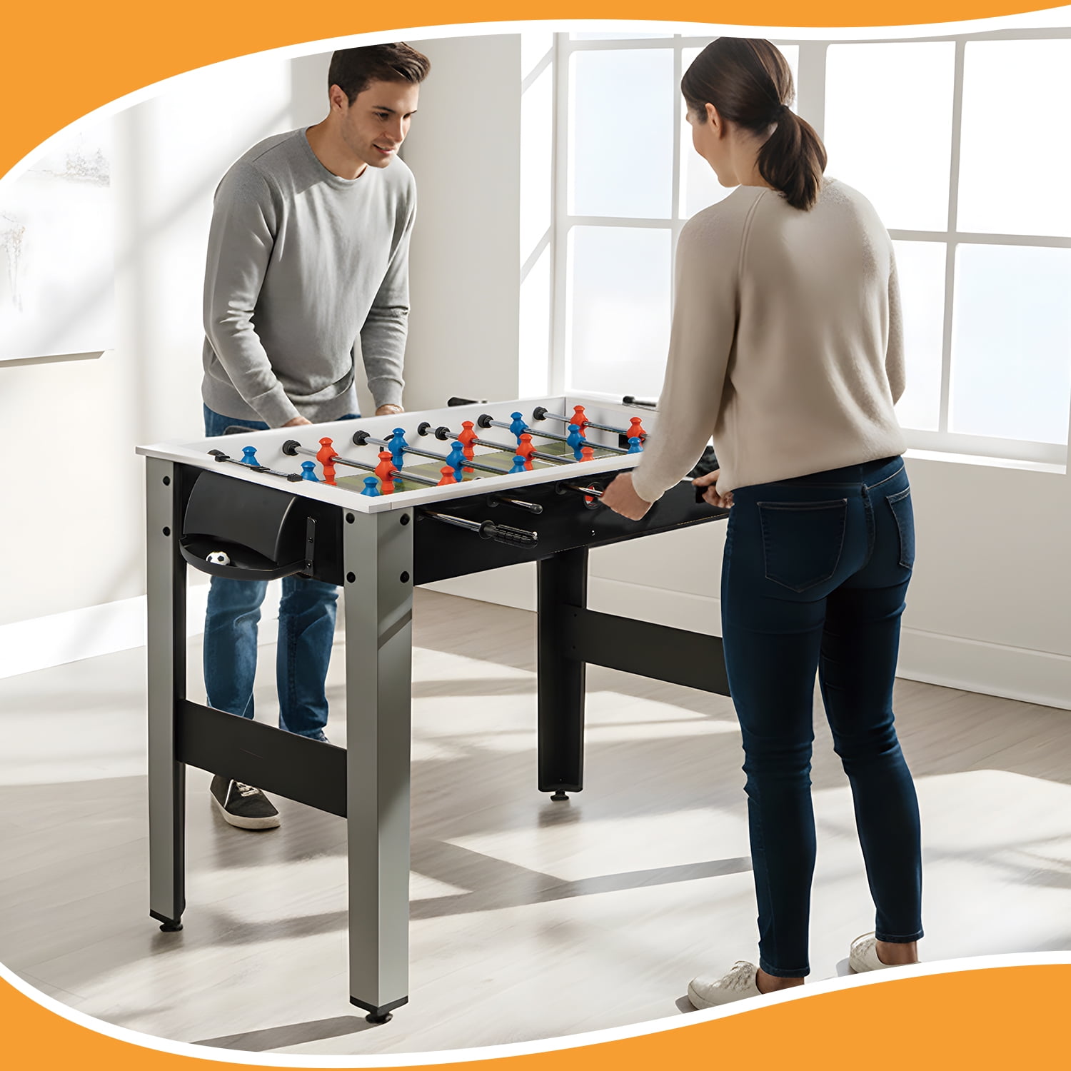 42' Foosball Table, Wooden Soccer Games Table w/ 2 Footballs, Score Keepers, Indoor Home, Game Room
