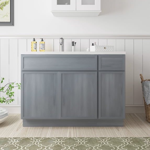 42" Freestanding Bathroom Vanity Cabinet without Top in Smoky Gray