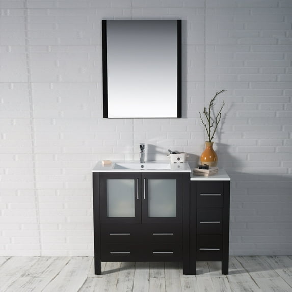42" Freestanding Bathroom Vanity & Ceramic Sink - Espresso