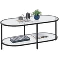 thumbnail image 1 of 42" Glass Coffee Table, Black Small Center Table with Storage Shelf for Living Room Small Space, Apartment,Black, 1 of 18