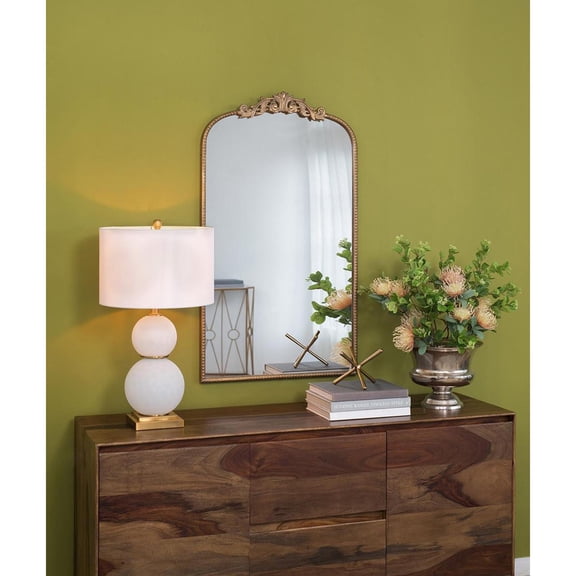 HomeRoots 485054 42 in. Gold Arch Iron Framed Accent Mirror