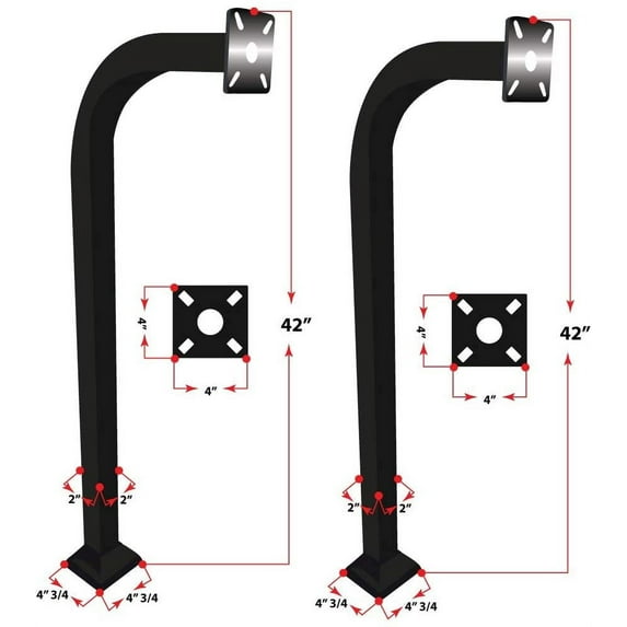 42” Gooseneck 2 Universal Steel Heavy Duty Keypad Intercom Bolted Stand Curve Pedestal Card Readers, Access Control Keypads Compatible with Eagle EG088 Black