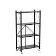 thumbnail image 1 of 42"H 4-Tier Foldable Metal Storage Rack, Installation-Free Kitchen Organizer Shelf, Heavy Duty Carbon Steel Storage Rack for Kitchen Living Room Bedroom Balcony, Black, 1 of 9