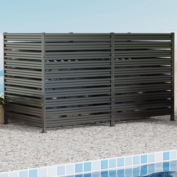 42" H x 38" W (3 Panels) Air Conditioner Fee, Metal Privacy Fee Panels for Outside, AC Unit Feing, Trash Can Feing, Pool Equipment Elosure, Outdoor Privacy Wall for Outside, , Black
