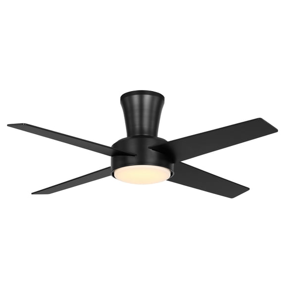 Mainstays 42-Inch Black Low-Profile DC Ceiling Fan with Integrated LED Light, Remote Control, 6 Speeds, and Fast-Install Blade System