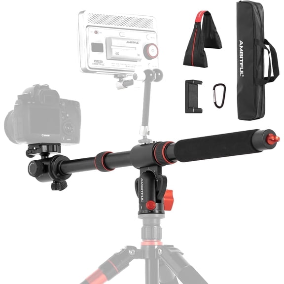 42" Heavy Duty Aluminum Tripod Boom Arm Horizontal Center Column arm with Sandbag, 360 Rotatable Overhead Photography for Camera, 22lbs Load Capacity,Tripod not Included