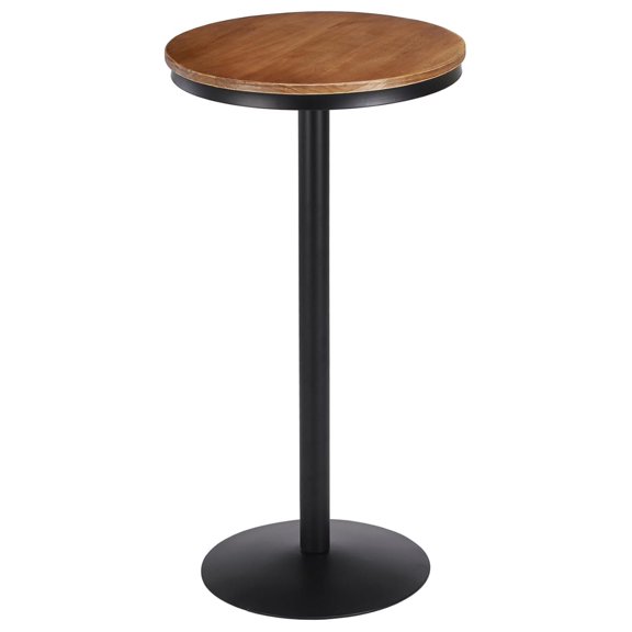 42" Height Round Bar Table with Solid Wood Top and Sturdy Metal Base, Rustic Industrial Pub Table for Kitchen, Dining Room, Home, and Bistro