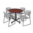 thumbnail image 1 of 42 In. Round Laminate Table, Cherry & Kobe Base With 4 Zeng Stacker Chairs, Grey, 1 of 1
