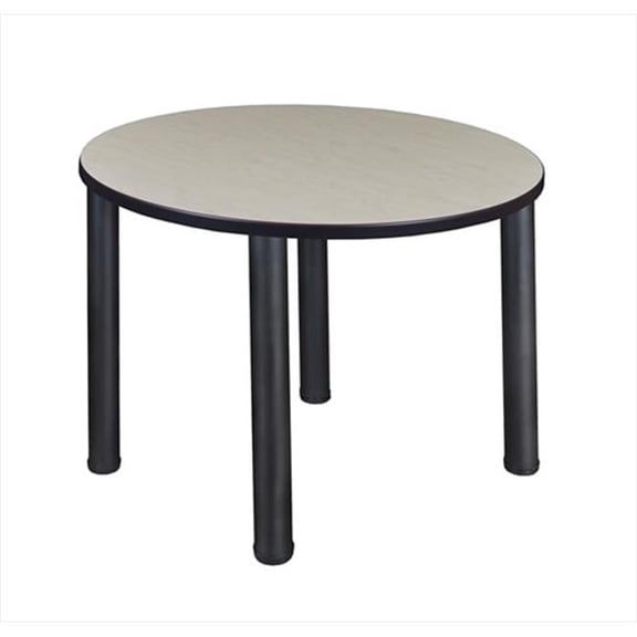 42 In. Round Maple Table & Black Post Legs