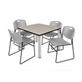 thumbnail image 1 of 42 In. Square Maple Table & Chrome Post Legs With 4 Grey Zeng Stack Chairs, 1 of 1