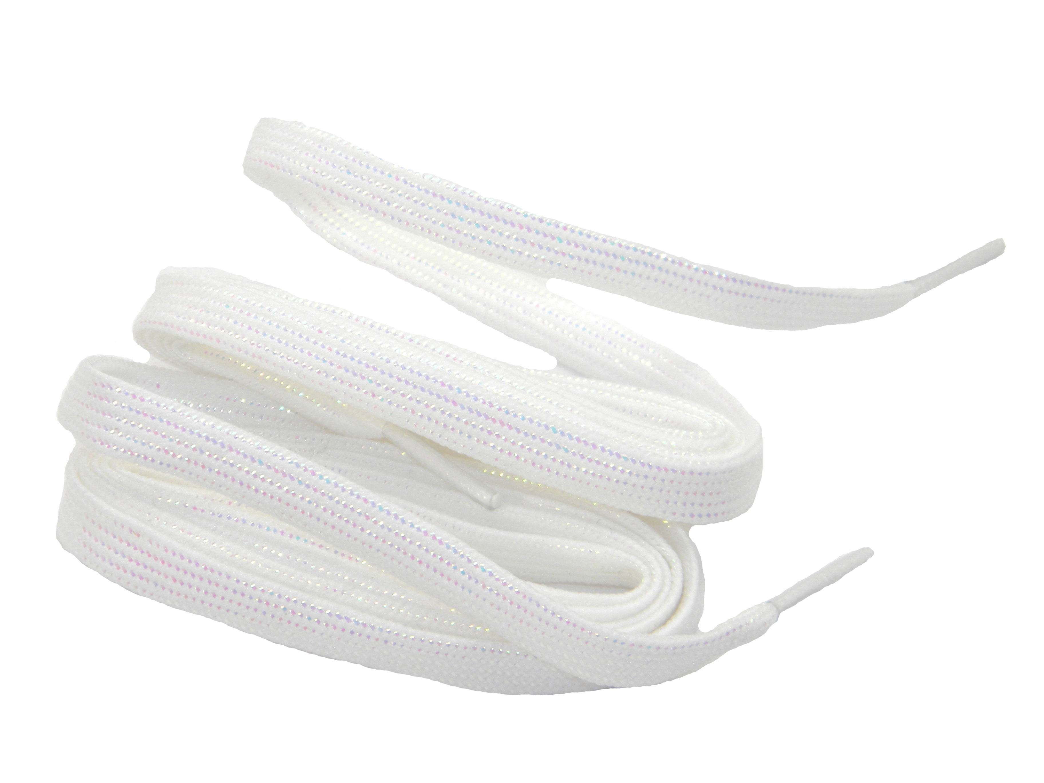 42 Inch 107 cm 2 Pair Pack of White Sparkling Athletic shoelaces 8mm wide flat dance trainer laces