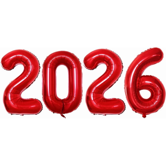 42 Inch 2026 Red Foil Number Balloons for 2026 New Year Eve Festival Party Supplies Graduation Decorations