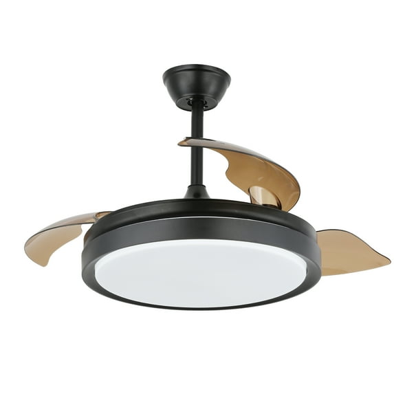42 Inch 3-Blade Retractable LED Ceiling Fan with Remote Control and 3-Color 6-Speed