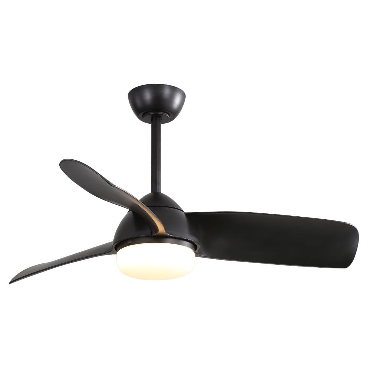 42 Inch Black ABS Ceiling Fan with Remote, 6 Speeds, Dimmable LED Light ...