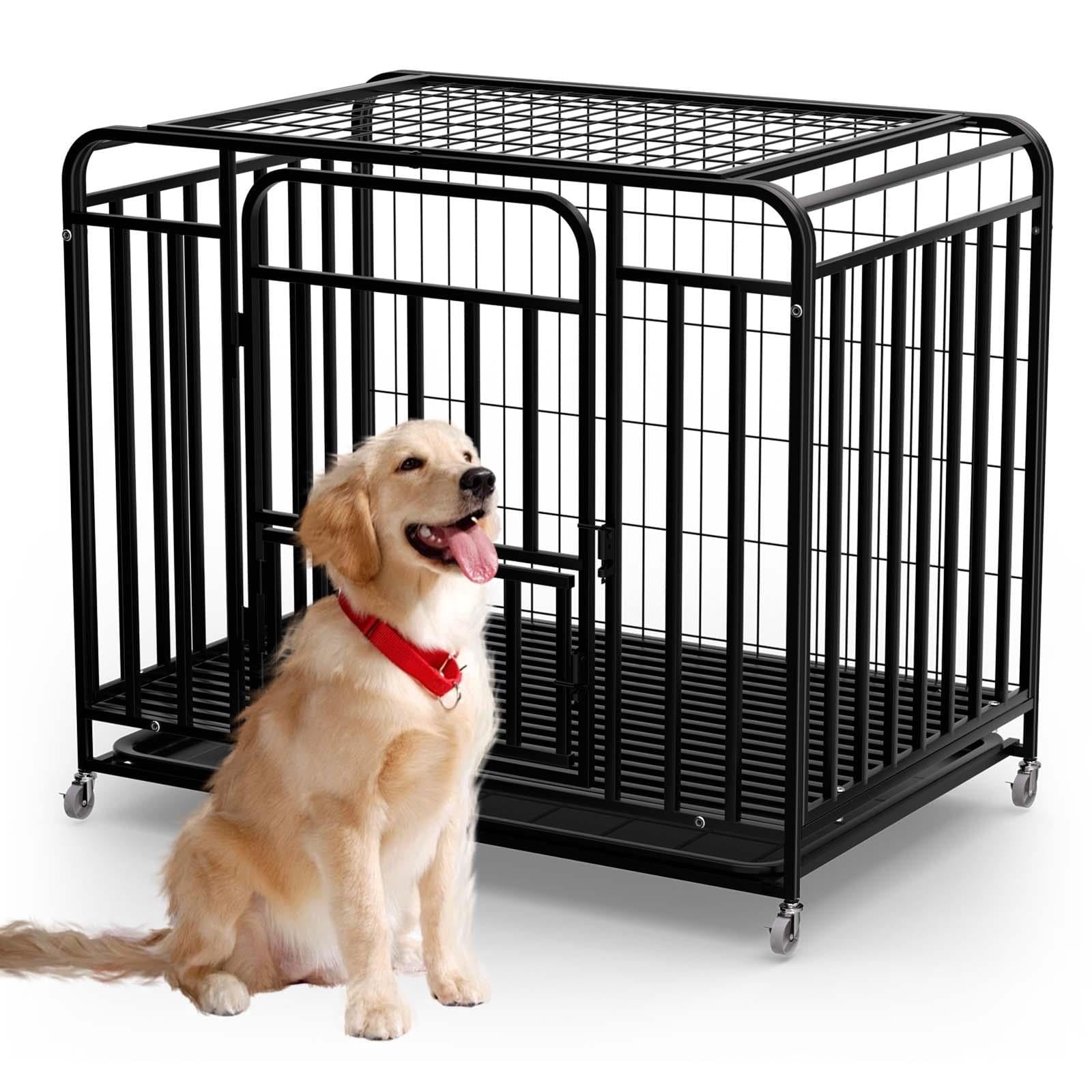 42-Inch Black Heavy Duty Dog Crate Built strong for dogs from small to large breeds. Ideal for training, relaxing at home, and portable use during travel.